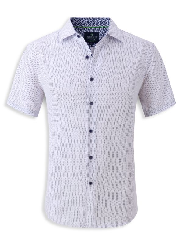 Tom Baine Slim Fit Dot Print Short Sleeve Shirt